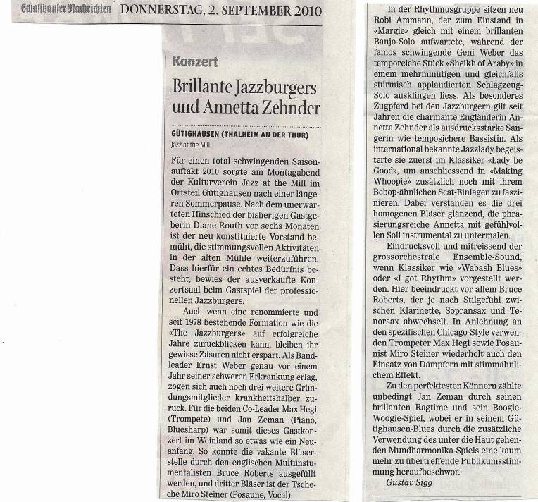 Zeitungsartikel Konzern in JazzAtTheMill Gütighausen